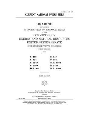 Current national parks bills by United States Congress, United States Senate, Committee on Energy and Natura (senate)