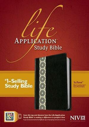 Life Application Study Bible NIV, Tutone Black/Ivory Floral Fabric, Leatherlike, Indexed by Anonymous