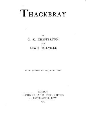 Thackeray by G.K. Chesterton