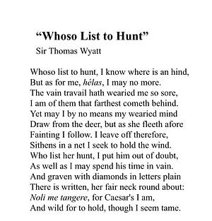Whoso List to Hunt by Thomas Wyatt