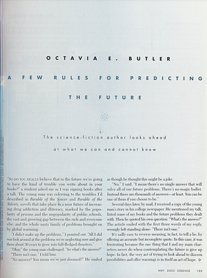 A Few Rules for Predicting the Future by Octavia E. Butler