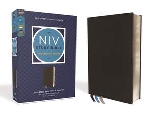 NIV Study Bible, Fully Revised Edition, Genuine Leather, Calfskin, Black, Red Letter, Comfort Print by 
