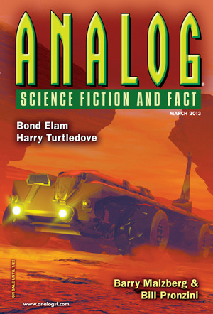 Analog Science Fiction and Fact, 2013 March by Marissa Lingen, Bond Elam, Bill Pronzini, Phoebe Barton, Sean McMullen, Stanley Schmidt, Kevin Walsh, Bud Sparhawk, Barry N. Malzberg, Harry Turtledove, Don D'Ammassa