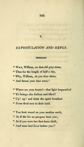 Expostulation and Reply by William Wordsworth