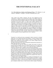 The Intentional Fallacy by William K. Wimsatt Jr., Monroe Beardsley