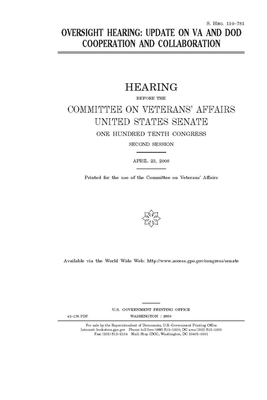 Oversight hearing: update on VA and DOD cooperation and collaboration by United States Congress, United States Senate, Committee On Veterans (senate)