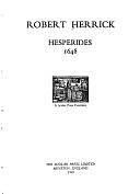 Hesperides, 1648, Volumes 1-2 by Robert Herrick