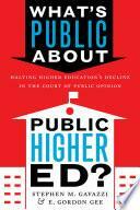What's Public about Public Higher Ed?: Halting Higher Education's Decline in the Court of Public Opinion by E. Gordon Gee, Stephen M. Gavazzi