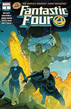 Fantastic Four (2018-) #1 by Fred Hembeck, Dan Slott, Mike Allred, Simone Bianchi, Gail Simone, Mark Buckingham, Carlos Pacheco, Nico Leon, Adam Hughes, Laura Braga, Skottie Young, Sara Pichelli, Stan Lee, Aaron Kuder, Esad Ribić