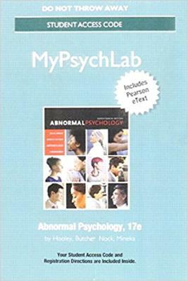 New Mylab Psychology with Pearson Etext -- Standalone Access Card -- For Abnormal Psychology by James Butcher, Matthew Nock, Jill Hooley