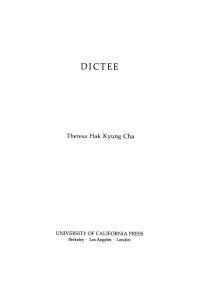 Dictee by Theresa Hak Kyung Cha