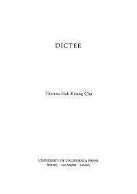 Dictee by Theresa Hak Kyung Cha