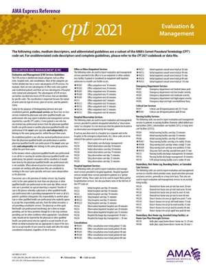 CPT 2021 Express Reference Coding Card: Evaluation and Management by American Medical Association