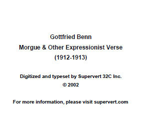 Morgue & Other Expressionist Verse by Gottfried Benn