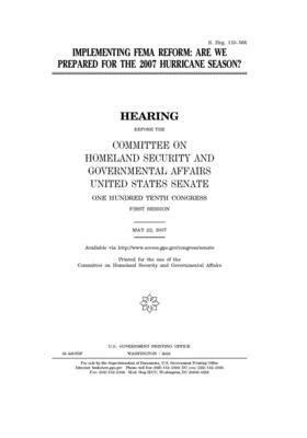 Implementing FEMA reform by United States Congress, United States Senate, Committee on Homeland Security (senate)