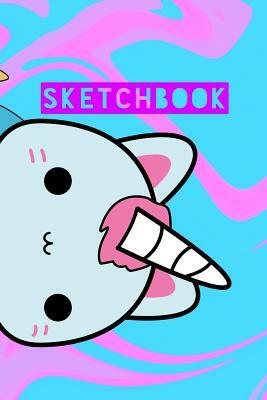 Sketchbook: Unicorn Cat Cute Kawaii Pink Blue Marble Design by Frasier Cheng-Binns