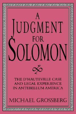 A Judgment for Solomon: The d'Hauteville Case and Legal Experience in Antebellum America by Michael Grossberg