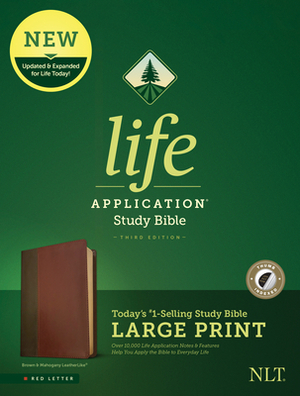 NLT Life Application Study Bible, Third Edition, Large Print (Red Letter, Leatherlike, Brown/Tan, Indexed) by 