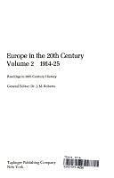 Europe in the Twentieth Century: 1914-25 by John Morris Roberts