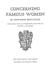 Concerning Famous Women by Giovanni Boccaccio