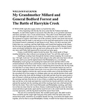 My Grandmother Millard and General Bedford Forrest and the Battle of Harrykin Creek by William Faulkner