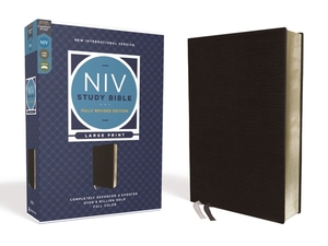 NIV Study Bible, Fully Revised Edition, Large Print, Bonded Leather, Black, Red Letter, Comfort Print by 