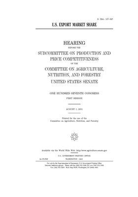 U.S. export market share by United States Congress, United States Senate, Committee on Agriculture Nutr (senate)