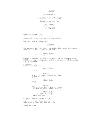 Sideways Screenplay by Jim Taylor, Alexander Payne