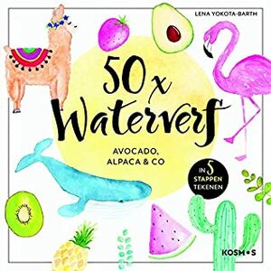 50x waterverf: Avocado, Alpaca en co by Lena Yokota-Barth
