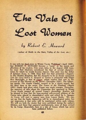The Vale Of Lost Women by Robert E. Howard