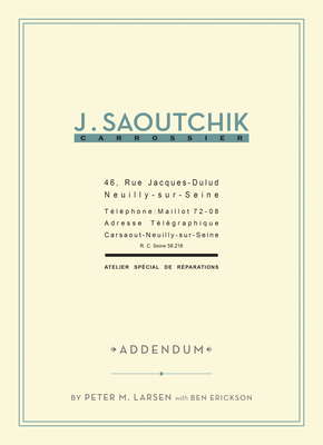 J. Saoutchik Carrossier, Volume 1: Addendum by Peter M. Larsen, Ben Erickson