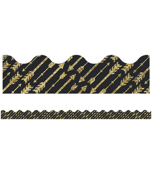 Sparkle and Shine Gold Glitter Arrows Scalloped Borders by 