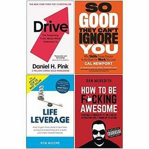 Drive Daniel Pink, So Good They Cant Ignore You, Life Leverage, How To Be Fcking Awesome 4 Books Collection Set by Daniel H. Pink, Dan Meredith Rob Moore, Cal Newport