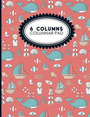 6 Columns Columnar Pad: Ledger Pad, Accounting Ledgers For Small Business, Home Ledger Book, Cute Navy Cover, 8.5" x 11", 100 pages by Moito Publishing