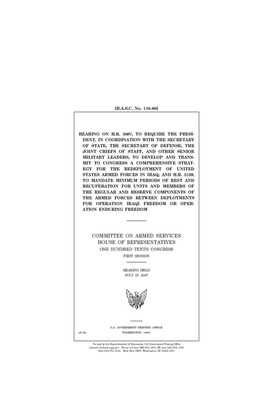 Hearing on H.R. 3087, to require the President, in coordination with the Secretary of State, the Secretary of Defense, the Joint Chiefs of Staff, and by Committee on Armed Services (house), United States House of Representatives, United State Congress