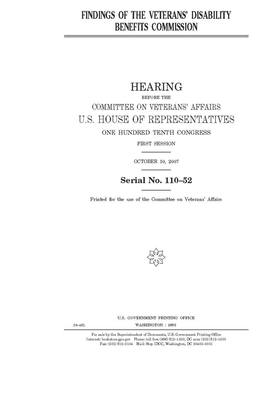 Findings of the Veterans' Disability Benefits Commission by United S. Congress, United States House of Representatives, House Committee On Veterans (house)