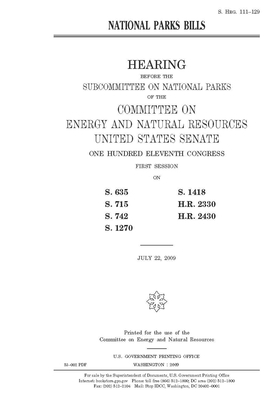 National parks bills by United States Congress, United States Senate, Committee on Energy and Natura (senate)