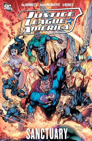 Justice League of America, Vol. 4: Sanctuary by Dwayne McDuffie, Alan Burnett, Carlos Pacheco, Ed Benes, Jon Boy Meyers, Ethan Van Sciver