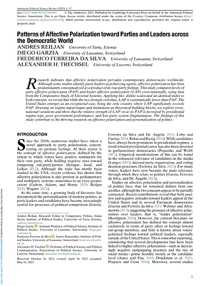 Patterns of Affective Polarization toward Parties and Leaders across the Democratic World by Frederico Ferreira da Silva, Alexander H. Trechsel, ANDRES REILJAN, Diego Garzia