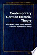 Contemporary German Editorial Theory by George Bornstein, Gillian Borland Pierce, Hans Walter Gabler