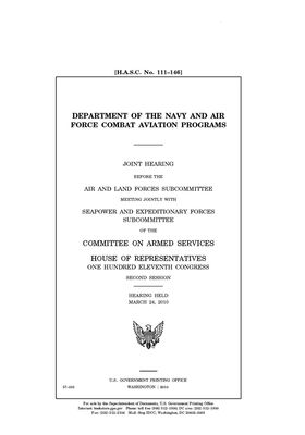 Department of the Navy and Air Force combat aviation programs by Committee on Armed Services (house), United States House of Representatives, United State Congress