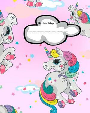 120 Page Handwriting Book: Kids Practice Handwriting Book Unicorn on Blue with Name Cloud by Jason James