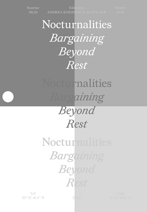 Nocturnalities: Bargaining Beyond Rest by Eloise Vo, Katja Praznik, Titus Nouwens, Meghana Karnik, Katia Krupnikova, Tia Čiček, Angeliki Tzortzakaki, Laura Mrkša, Angels Miralda, Sepp Eckenhaussen, Andrea Knezović, Rita Ouédraogo, Silvio Lorusso
