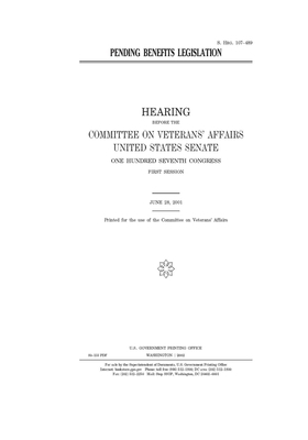 Pending benefits legislation by Committee On Veterans (senate), United States Senate, United States Congress