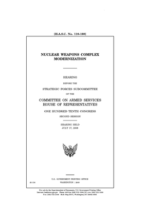 Nuclear weapons complex modernization by Committee on Armed Services (house), United States House of Representatives, United State Congress