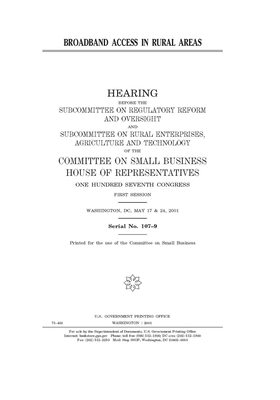 Broadband access in rural areas by United S. Congress, Committee on Small Business Sub (house), United States House of Representatives