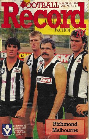 1985 Round 1 Footy Record Richmond vs. Melbourne by 