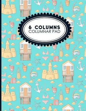 6 Columns Columnar Pad: Accountant Workbook, Accounting Record Book, Ledger Paper Book, Cute Beach Cover, 8.5 x 11, 100 pages by Moito Publishing