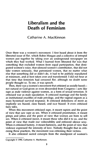 Liberalism and the Death of Feminism by Catharine A. MacKinnon