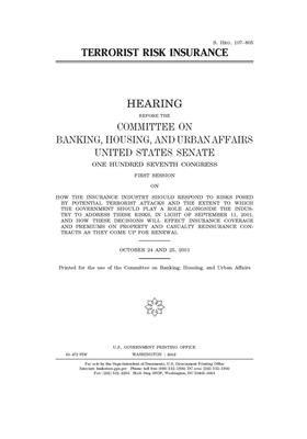 Terrorist risk insurance by Committee on Banking Housing (senate), United States Congress, United States Senate